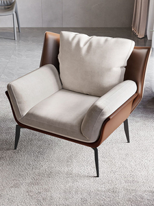 Poltrona Singola in Pelle PU Stile Italiano Moderno, Sedia da Salotto e Balcone dal Design Semplice, Poltrona Tigre - Product Image 3