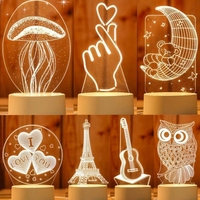 Lampe de nuit intelligente multicolore pour la chambre des enfants, motif personnalisé, créative, 3D, anime, LED, commande tactile, acrylique, décoration de table