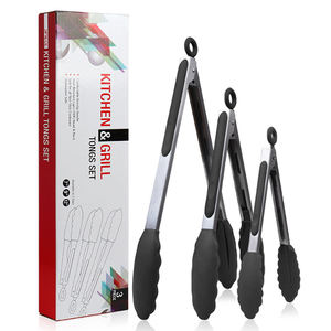 Set di 3 Pinze da Cucina in Silicone <span class=keywords><strong>e</strong></span> Acciaio Inox Resistenti al Calore con Impugnatura Antiscivolo 7/9/12 Pollici per BBQ <span class=keywords><strong>e</strong></span> Grigliate - Product Image 1