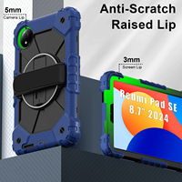Étui de protection pour Xiaomi Redmi Pad SE 8.7 2024 avec support rotatif à 360°, dragonne et bandoulière, bicolore OEM ODM