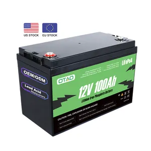 Stok Gudang Uni Eropa US LiFePO4 Baterai 12 V 100Ah Aku Zellen Solarbatterie 12 V 100 Ah Lithium Besi Fosfat Sel Betteri