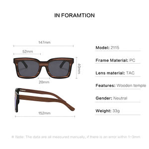 2025ใหม่แว่นกันแดดขาไม้เกรดสูงแว่นตากันแดดโพลาไรซ์ทรงสี่เหลี่ยมย้อนยุคสำหรับผู้ชายแว่นกันแดดเลนส์ UV400โพลาไรซ์แฟชั่น - Product Image 3