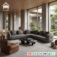 Canapé en tissu Teddy moderne de luxe en forme de L avec surpiqûres noires, canapé modulaire personnalisé pour villa haut de gamme, manoir, appartement, maison entière