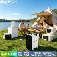 SUNPOK Station d'alimentation portable à batterie 3000Wh 5000Wh, batterie LiFePO4, onduleur 3000W 5000W, UPS, roues