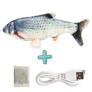 Offre Spéciale USB électrique en peluche cataire poisson jouet pour chat jouant à la formation chats poisson avec chat menthe