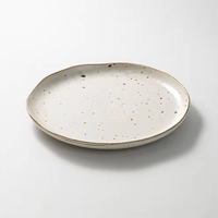 Plat à entrée plat en céramique nordique à pois fait à la main, plat à steak en porcelaine durable pour restaurant, vaisselle de qualité supérieure pour la maison