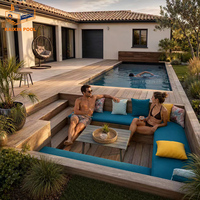 Spa jacuzzi modulaire en fibre de verre sur mesure, grand format, encastré, pour villa de campagne, terrasse, piscine extérieure.