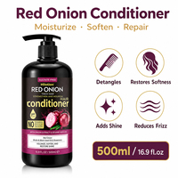 Après-shampoing Épaississant à l'Oignon Rouge 500ml Sans Sulfate Biotine Huile de Nigelle Romarin Démêlant Anti-frisottis Cheveux Doux et Brillants
