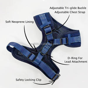 Set rompi tali anjing korduroi biru dongker, Set rompi kabel anjing desain kustom dapat disesuaikan tali leher anjing reversibel nyaman - Product Image 2