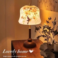 Lampe de table florale et ornée d'oiseaux, style Dinastie Song, haut de gamme, longue durée, vintage, style chinois, design du milieu du siècle, ambiance chaleureuse pour chambre à coucher