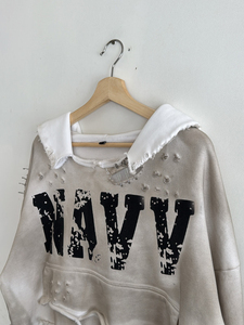 <span class=keywords><strong>Felpa</strong></span> Pullover <span class=keywords><strong>Oversize</strong></span> a Taglio Corto con Stampa Solida, Personalizzata dal Produttore ODM, Stile Streetwear - Product Image 3