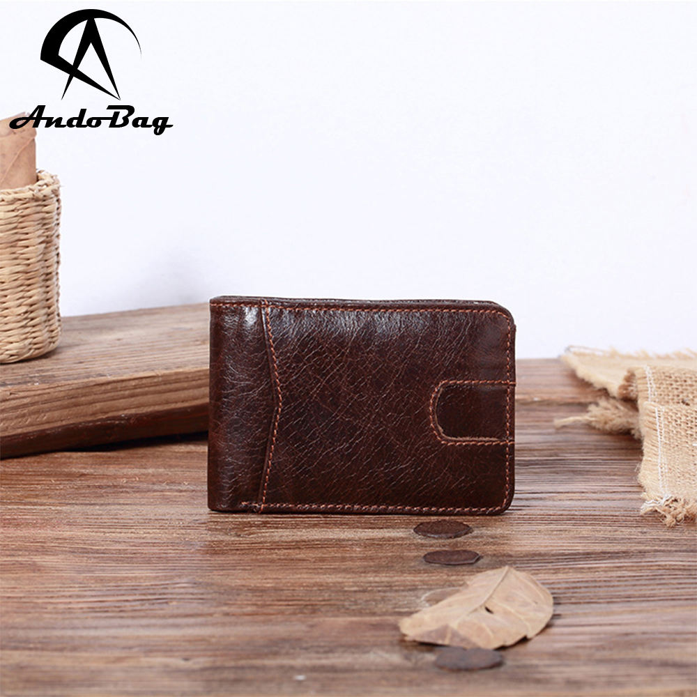 Andobag Short Wallet for Men Genuine Leather Vintage Style