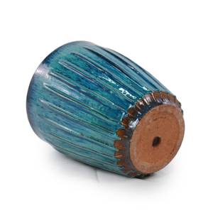 Maceta de Cerámica Estilo Americano, Azul Turquesa Glaseado con Rayas Verticales, Ecológica y Duradera, para Uso en Interiores del Hogar - Product Image 6