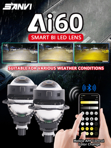 Sanvi Auto Bi <b>LED</b> <b>Projector</b> 60W 6000K 12V 13000 Lumens 3 Inch Lens Multi-Color APP Control All Vehicles New Arrival - Product Image 2