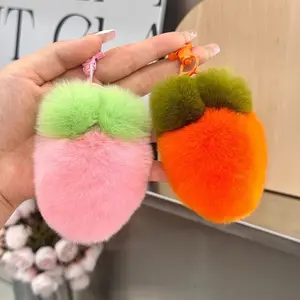 Wholesale Rabbit Fur Carrot Fur Car Keychain Pendant Internet Celebrity Plush Customized Pikachu Plush Keychain