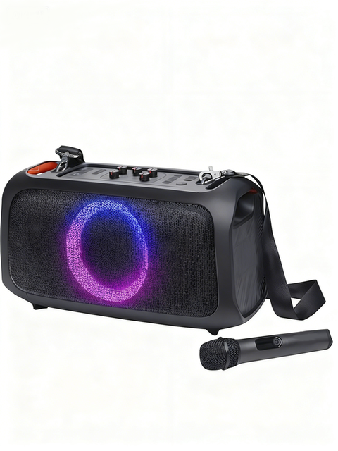 Party Portable Outdoor Speaker with Colorful Sync Light Show & Wireless Microphone,  Karaoke Speaker for Outdoor