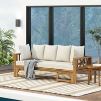 Sofá de Patio Extensible de 3 Plazas, Tapizado, Convertible, Rústico, Resistente al Agua, para Jardín, Patio Trasero
