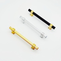 Poignées de tiroir modernes en acier inoxydable de luxe léger, boutons bicolores, petits accessoires de quincaillerie pour armoire de salle de bain, installation facile