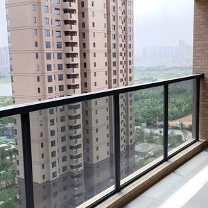 Hợp kim nhôm Kính Ngoài Trời lan can ban công kính bảo vệ thiết kế cong với chi tiết cuộn cho hàng rào biệt thự - Product Image 5