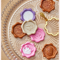 Moule à sceau de cire personnalisé en métal, motif cercle floral, pour la création de bijoux faits main DIY et la façonnage de bagues