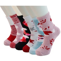 Chaussettes d'hiver tricotées personnalisées OEM en gros, chaussettes pantoufles douillettes et moelleuses, antibactériennes, écologiques, chaussettes de Noël