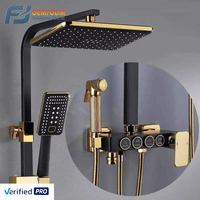 Système de Douche de Salle de Bain OEM 2025 en Soldes Chaudes, Mélangeur Mural Noir et Or, Robinet Pluie Chaud et Froid avec Température