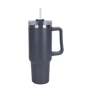 Gint Portable Grande Capacidade Viagem 40oz Tumbler Isolado a Vácuo de Aço Inoxidável com Alça e Tampa De Palha