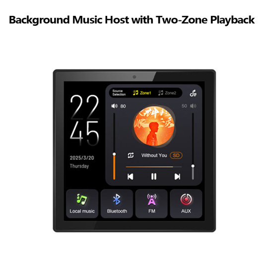 4 Inch Touch Screen Smart Audio Panel Home Background Music System with App Control & Multiple Inputs In-Wall BLE Wall Amplifier