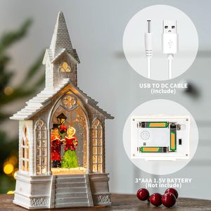 ของขวัญคริสต์มาส บ้านซานต้า โคมไฟคริสตัลตกแต่งพร้อมกล่องดนตรีหิมะ - Product Image 4