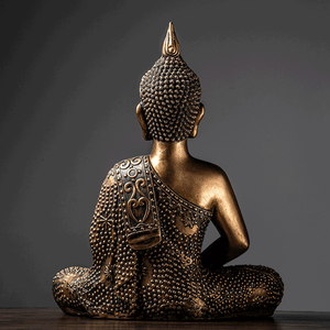 Estatuilla de Buda sentado dorado personalizada, estatua de resina artesanal de lujo, estatua de Buda tailandés para decoración del hogar <span class=keywords><strong>Zen</strong></span> - Product Image 5