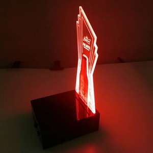 Custom <b>LED</b> Acrylic Luminous Bottle Display Stand, Rechargeable <b>Lighted</b> Holder for <b>Bar</b> & Nightclub - Product Image 2