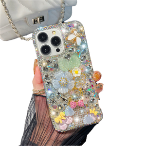 Custodia per telefono in TPU di lusso con glitter <span class=keywords><strong>a</strong></span> forma di farfalla e peonia, con strass, per iPhone 16 15 14 13 12 Pro Max, per donne e ragazze - Product Image 4
