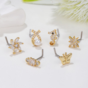 Đến nóng bán 18K vàng trang trí kim cương mũi đinh tán <span class=keywords><strong>Micro</strong></span> dát Zircon cơ thể con người piercing đồ trang sức mũi đinh tán - Product Image 3