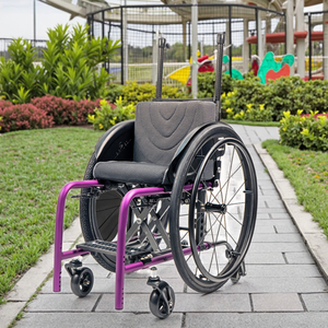 <span class=keywords><strong>Silla</strong></span> de <span class=keywords><strong>Ruedas</strong></span> Manual Plegable Ligera y Compacta de Aleación de Aluminio CE para Viajes al Aire Libre, Color Morado para Niños, Asiento de 28-36 cm - Product Image 1