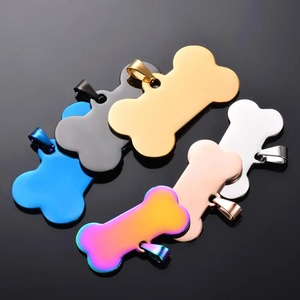 Pendentif d'identification en forme d'os pour animaux de compagnie, accessoires en acier pour collier de chien et chat, bijoux personnalisés, décoration de collier, ne se décolore pas - Product Image 1