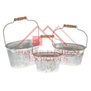 Diseño en relieve con mango de hierro Maceta Cubo para jardín Hogar y jardín Cubo decorativo - Product Image 2