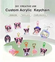 Porte-clés personnalisé en acrylique transparent holographique avec impression UV motif dessin animé/anime, étoile ou verre brisé, effet arc-en-ciel