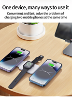 Chargeur sans fil pliable magnétique puissant 3 en 1 multifonctionnel avec logo personnalisé blanc noir 10W 15W QC3.0 à charge rapide