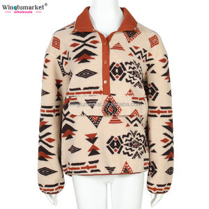 بلوزات نسائية من الفرو الصناعي الغربي لينة الشتاء Aztec Sherpa مخصص خمر البلوز النساء - Product Image 5