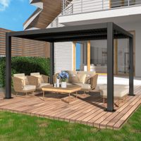 Pergola murale 4M x 3M avec revêtement poudré, design gain de place, toit à lames orientables, structure en aluminium pour petit jardin ou balcon
