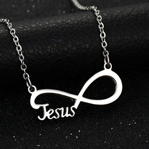 Nome personalizzato Infinity <span class=keywords><strong>collana</strong></span> <span class=keywords><strong>con</strong></span> 18K placcato oro Jesus lettera ciondolo moda gioielli religiosi in acciaio inox catene - Product Image 2