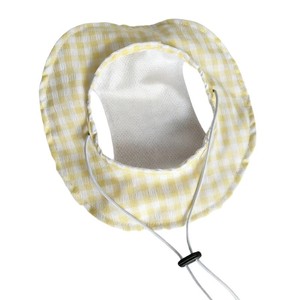 Chapeau pare-soleil pour animaux de compagnie, design à carreaux, été, jaune, taille M L, pour chiens, style mignon - Product Image 3