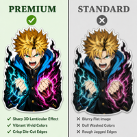 Autocollant Manga Anime 3D Lenticulaire Personnalisé Imperméable en PET Imprimé UV pour Décoration de Voiture, Réfrigérateur, Ordinateur Portable