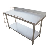 Meja Kerja Dapur Komersial Stainless Steel Rakitan Tabung Backsplash Warna Perak Mudah Dibersihkan untuk Hotel Restoran MST