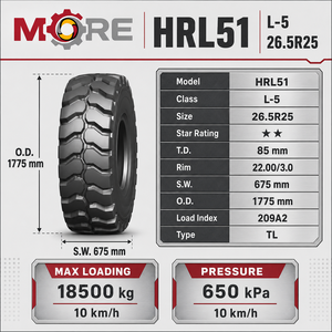 ยางเรเดียล OTR ขนาด 26.5R25 รุ่น L5 HRL51 2-Star สำหรับรถดันดิน รถขุดเหมือง รถตักดิน ลายดอกยางลึกพิเศษ แบบไม่มียางใน สำหรับใช้งานนอกถนน - Product Image 2