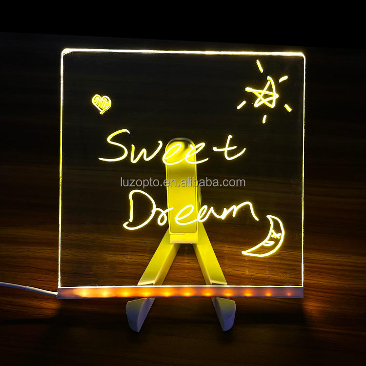 LED Note Board - Dry Erase Panel with Stand & Acrylic