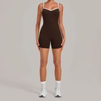 YanRuo Nouvelle Arrivée Combinaison de Sport Moulante pour Femme, Color Block, Dos Croisé Évidé, Effet Push-Up Fessier, pour Yoga et Entraînement en Salle de Sport
