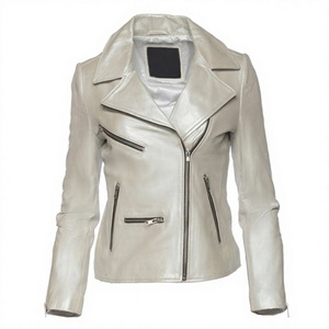 2025 OEM Premium Sheep Leather <b>Women's</b> Bomber <b>Jacket</b> Winter 100% High Quality Heated Fashion Design <b>Silver</b> Color Wholesale Price - Product Image 1
