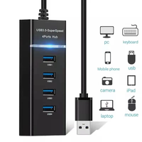 Hub USB 3.0 de 4 Puertos, Divisor de Datos USB de 5 Gbps, 4 en 1 con Indicador LED para PC con Windows, Mac, Surface Pro, Laptop, Impresora