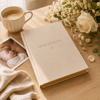 Coffret cadeau bien-être LABON pour maman, journal personnalisé en lin beige, couverture rigide, journal de gratitude pour la maternité, kit de soins personnels de luxe pour les nouvelles mamans